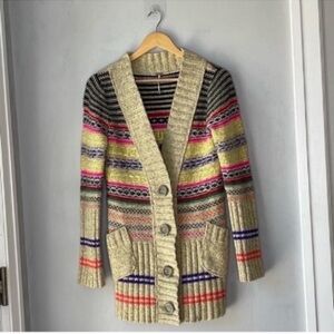 Free People Striped Boho Cardigan Sweater Granny Cozy